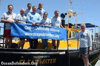 ODA's volunteer crew on the <em>Clearwater</em>. Bill Maley, John Krieger, Billy Arcila, Al Laubenstein, Jeff Connor, Beth Deck and Walter Marti