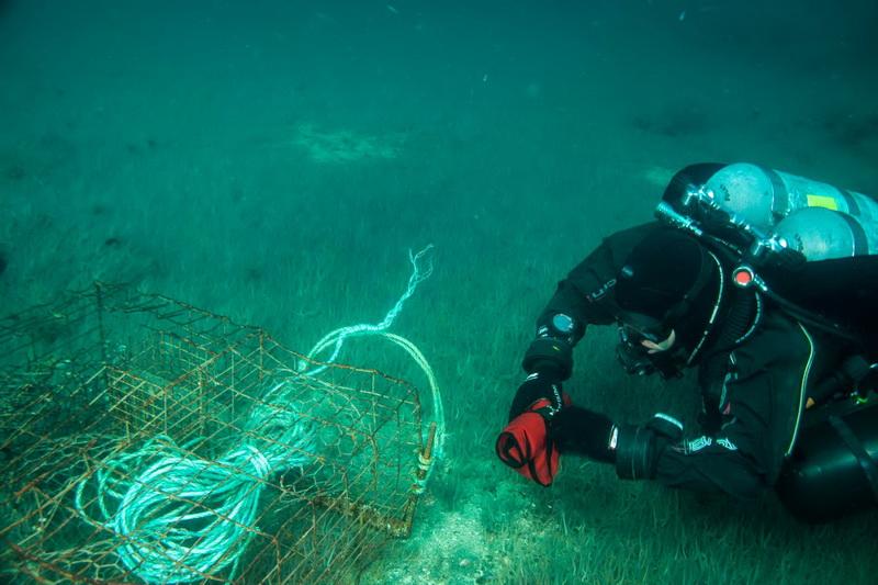 ODA Dive Crew Preparing trap for removal