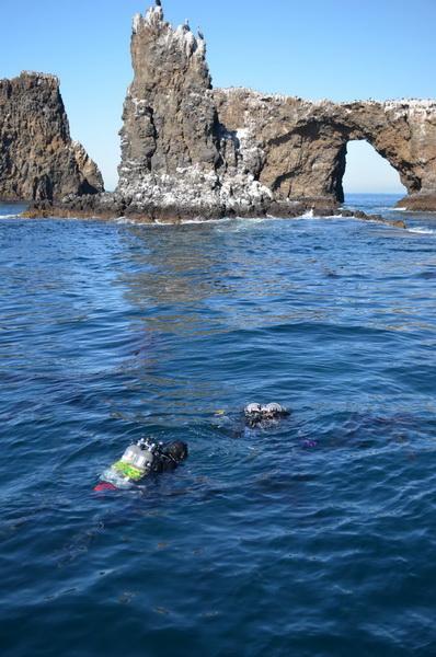 Trevor and Pete Fulks in Arch Rock waters
