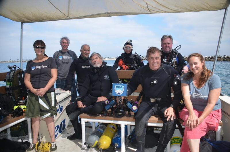 ODA Volunteer Dive & Boat Crew on rear deck of ocean conservation vessel beforedive