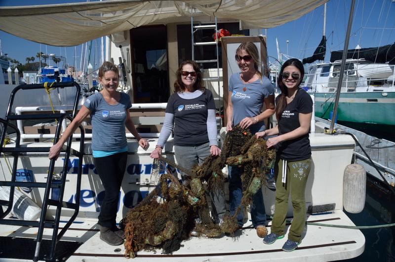Ocean Defender Women with the day's haul of marine debris.
