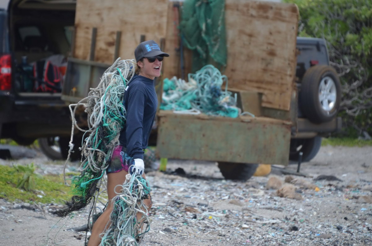 Megan hauls away marine debris