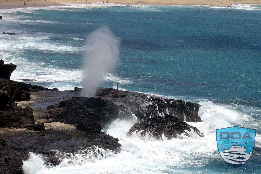 Halona Blowhole spraying a geyser, free to use