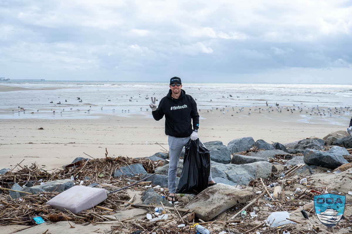 ODA Crew picking up plastic and trash on beach