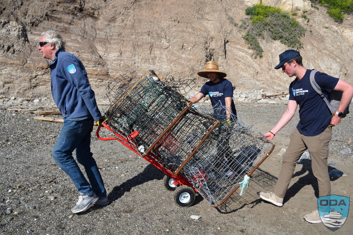 Carting the traps away from the ocean