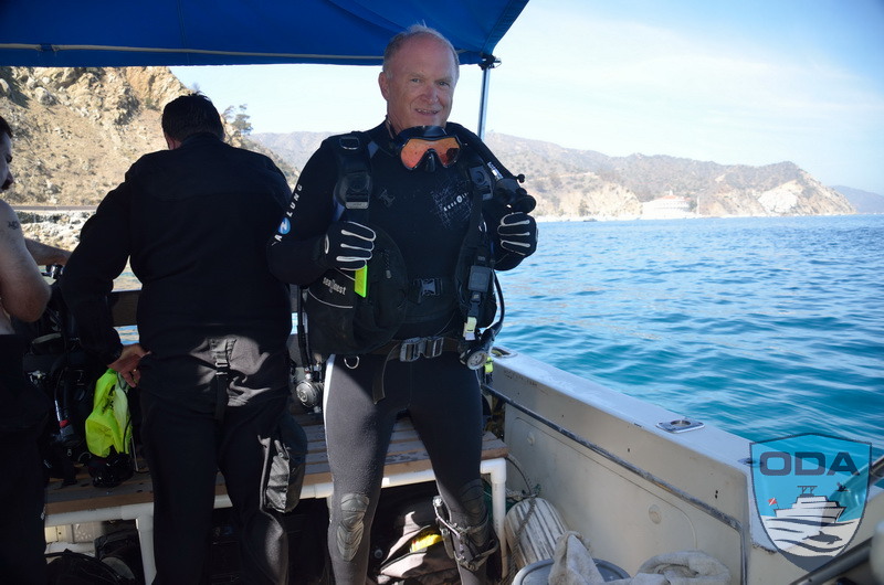 Dave suiting up to dive on debris